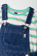 Sporty Stripe Denim Skorts Set Blue (1)