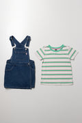 Sporty Stripe Denim Skorts Set Blue (2)
