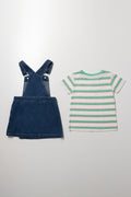 Sporty Stripe Denim Skorts Set Blue (3)