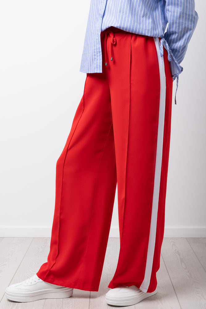 Red Relaxed Contrast Stripe Pants (1)