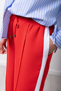 Red Relaxed Contrast Stripe Pants (3)