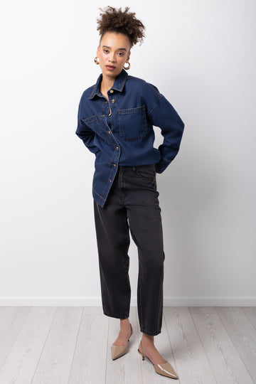 Black Washed Barrel Leg Jeans