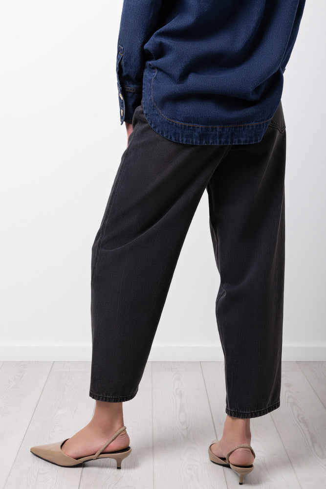 Black Washed Barrel Leg Jeans (2)
