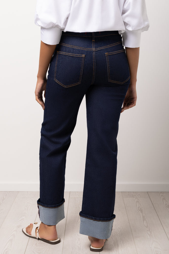 Straight Leg Denim Jeans with Turn Up (2)