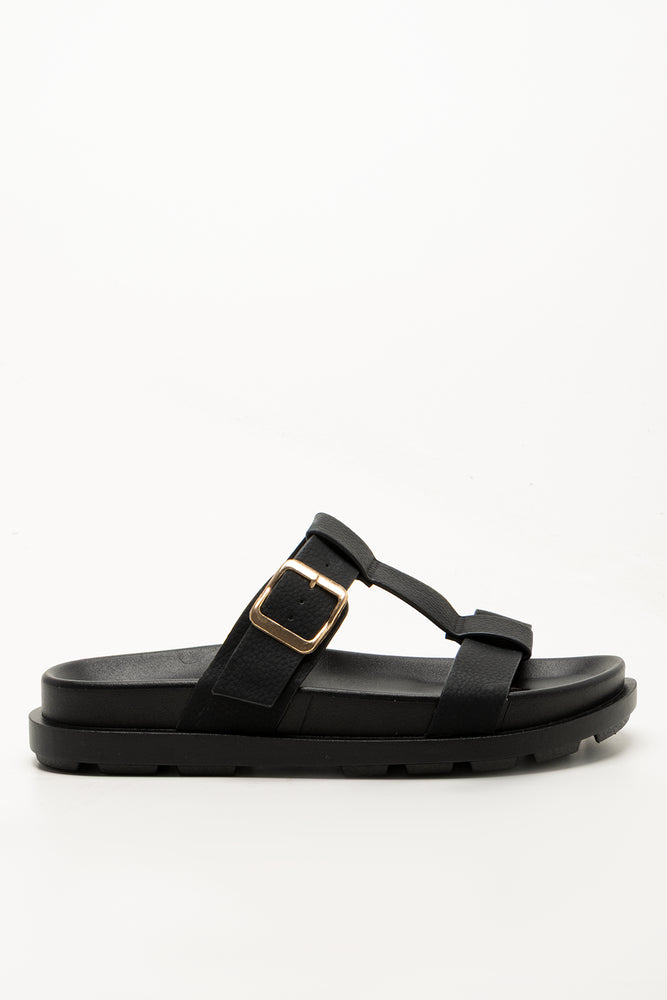 T-Bar Buckle Sandals Black (1)