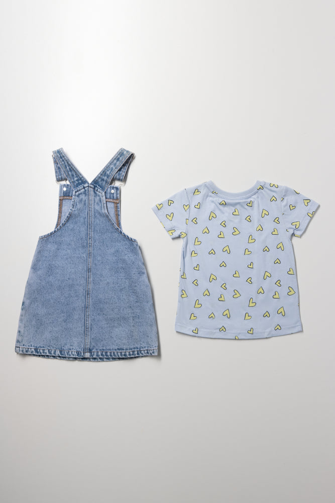 Heart Denim Pinafore Set Blue (3)
