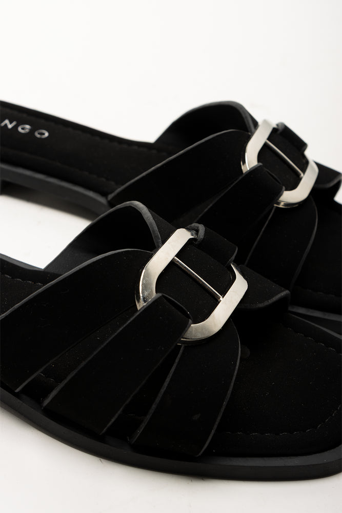 Metal Trim Mule Sandals Black (2)