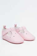 Pink Heart Scalloped Baby Pumps