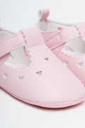 Pink Heart Scalloped Baby Pumps (2)