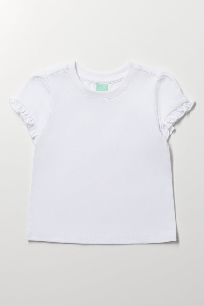 White Frill Sleeve Baby T-Shirt