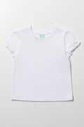 White Frill Sleeve Baby T-Shirt