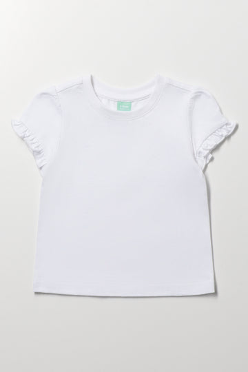 White Frill Sleeve Baby T-Shirt