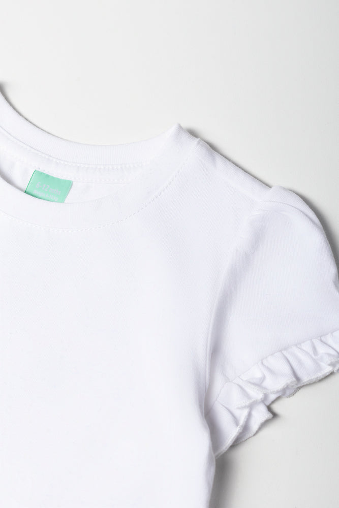 White Frill Sleeve Baby T-Shirt (1)