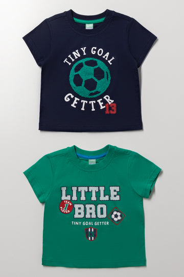 2 Pack Soccer Print T-Shirts