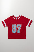 Red Sporty Oversized Number T-Shirt