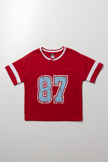 Red Sporty Oversized Number T-Shirt