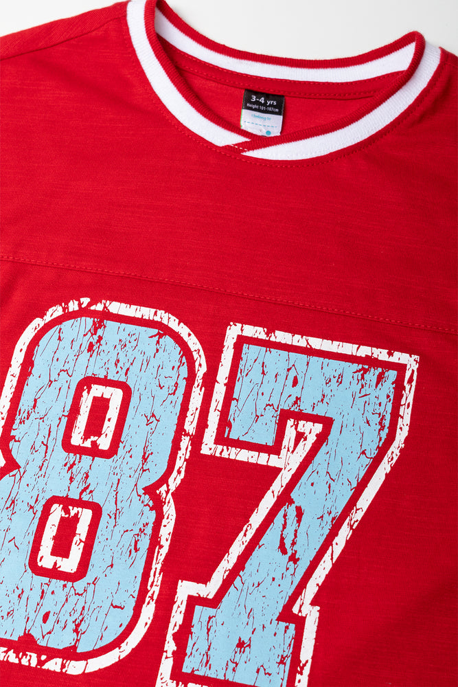 Red Sporty Oversized Number T-Shirt (1)