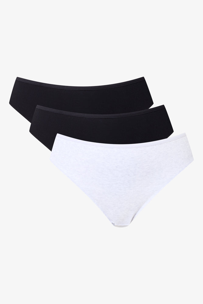 3 Pack Black & White Brazilian Panties