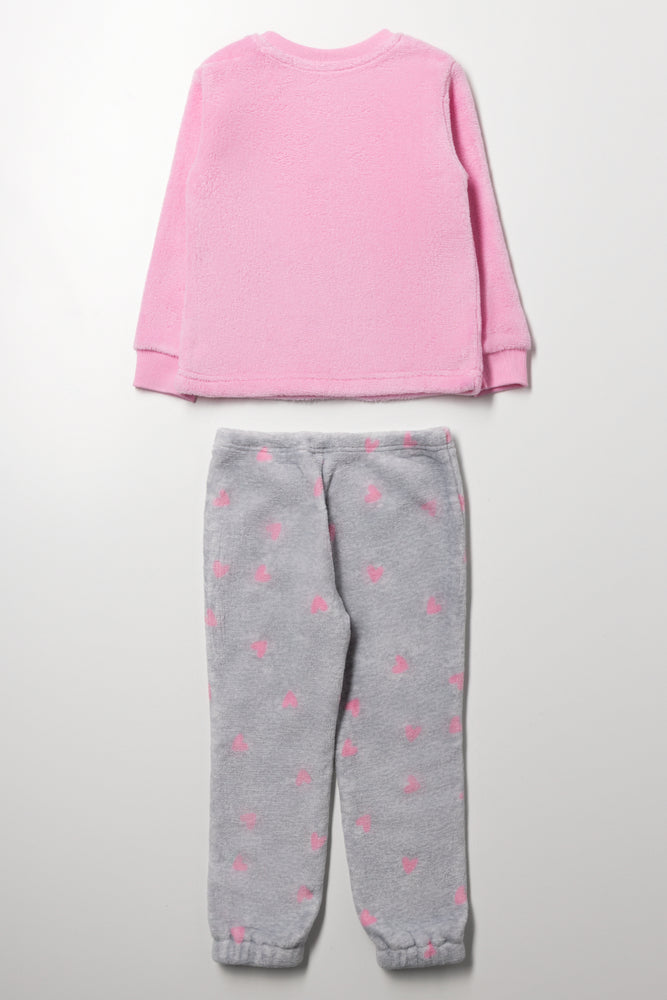 Pink Bear Fleece Pajama Set (2)