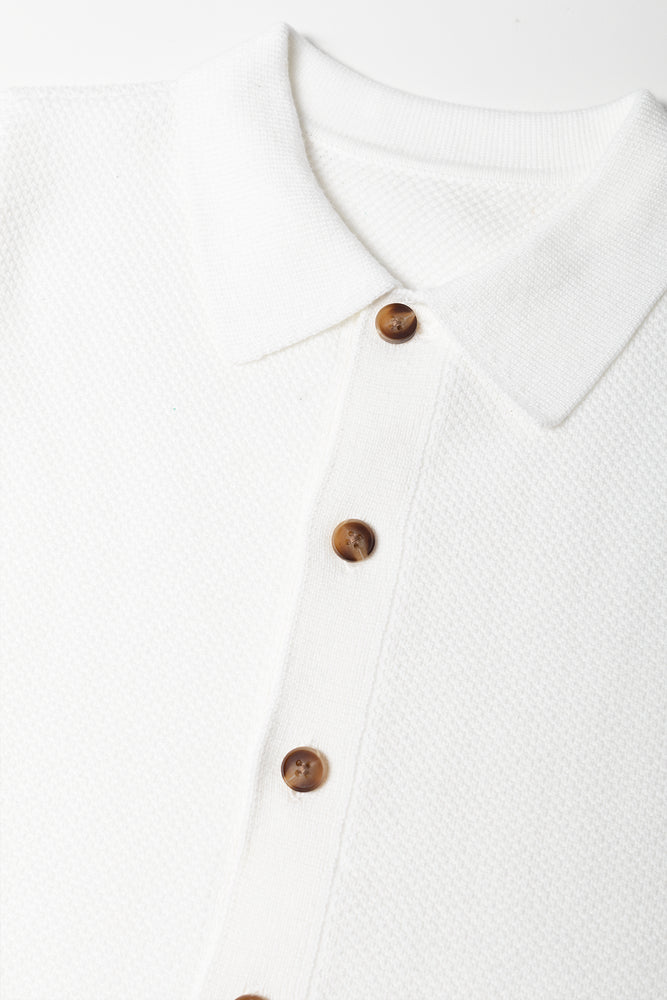 White Textured Short Sleeve Golfer (1)