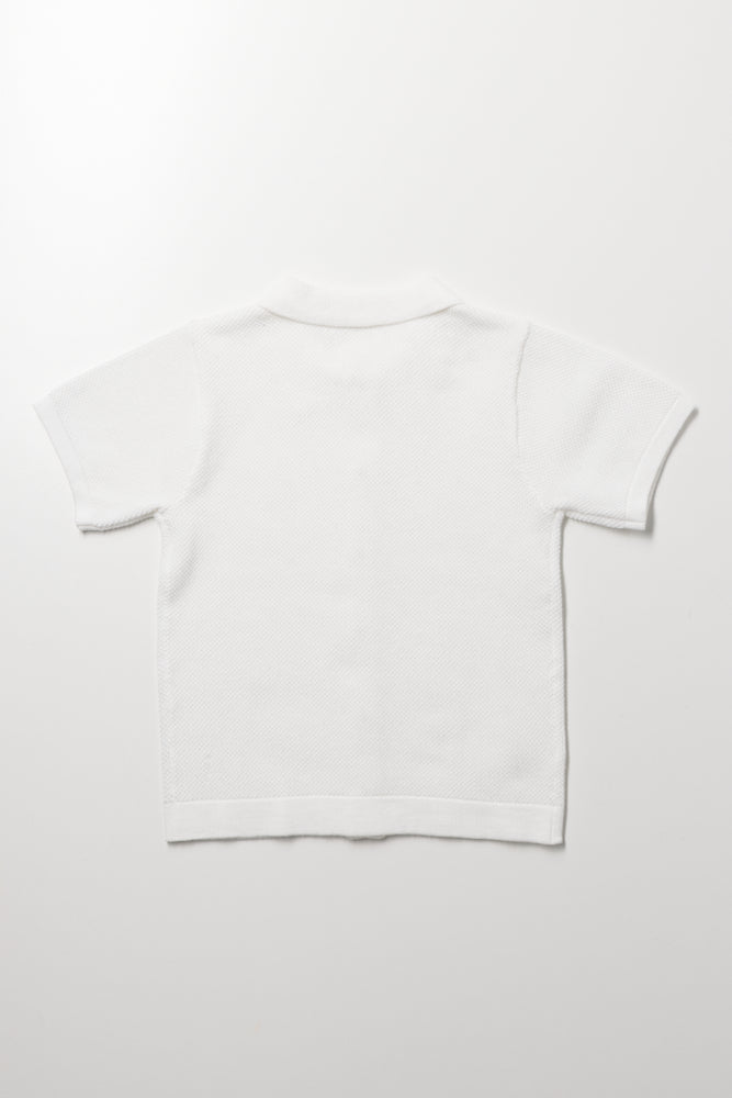 White Textured Short Sleeve Golfer (2)