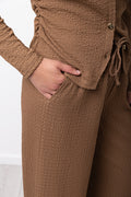 Brown Textured Pant Set (3)