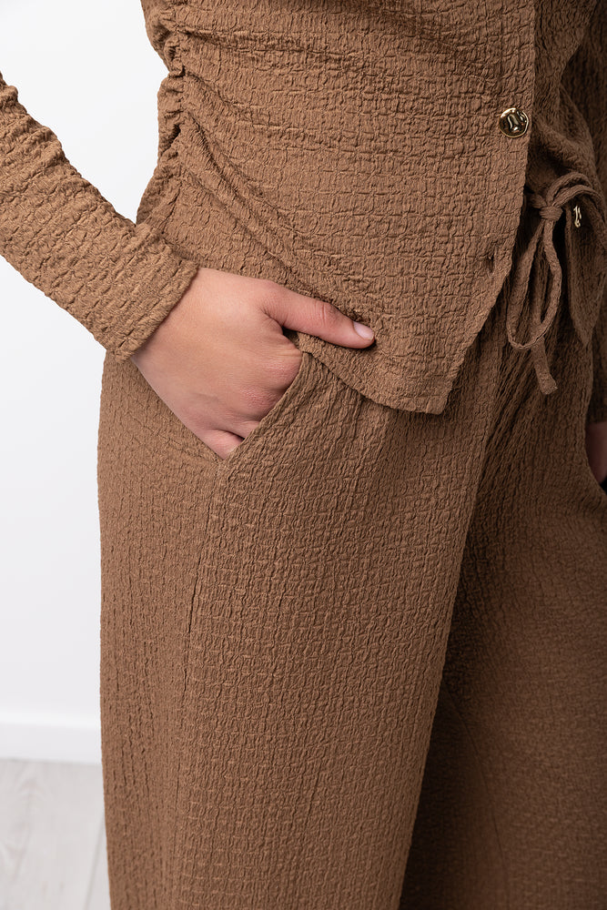Brown Textured Pant Set (3)