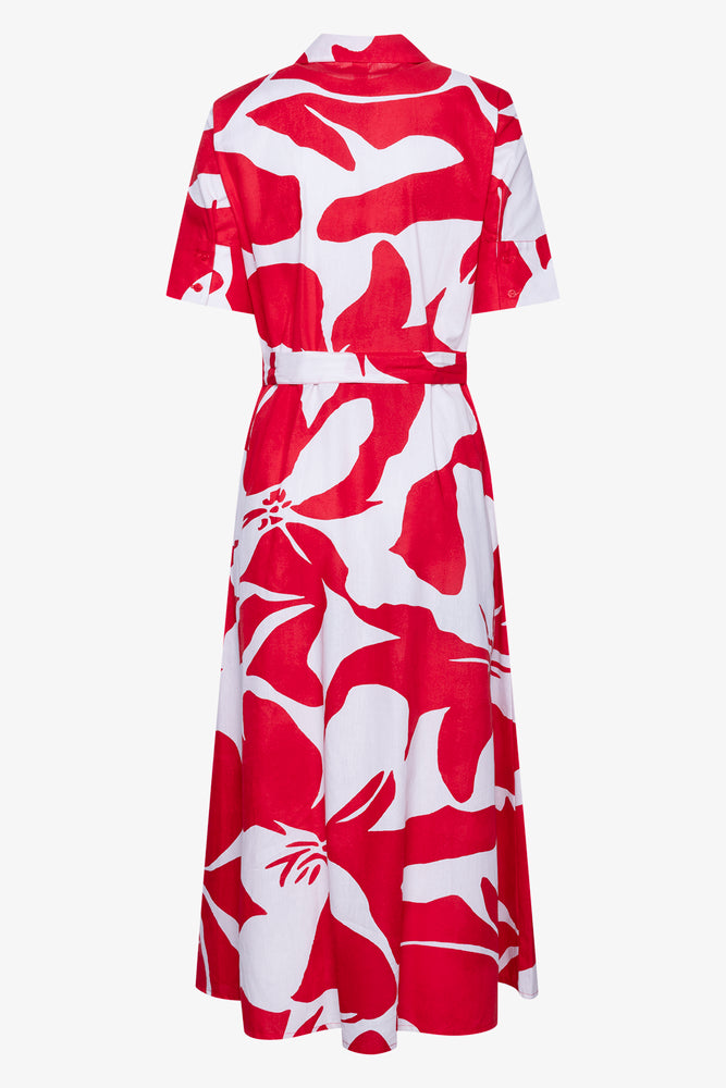 Red Floral Print Shirtdress (1)