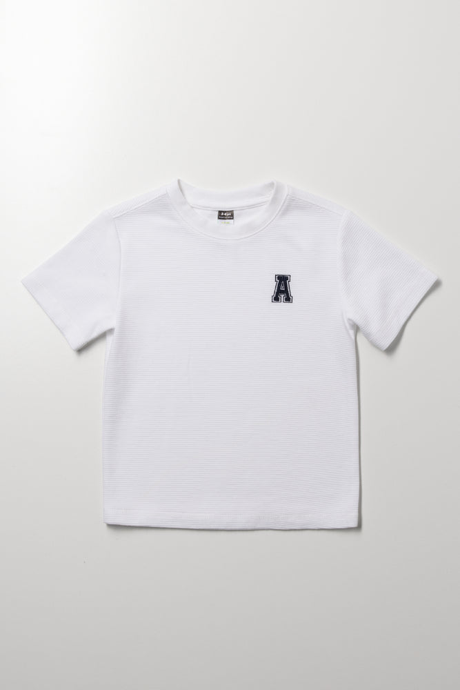 White Textured Letter A T-Shirt