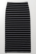 Stripe Midi Length Rib Skirt Black And White