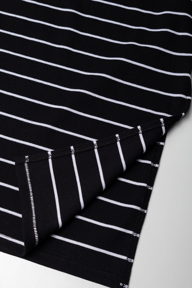 Stripe Midi Length Rib Skirt Black And White (1)