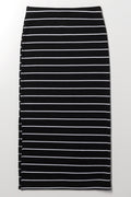 Stripe Midi Length Rib Skirt Black And White (2)
