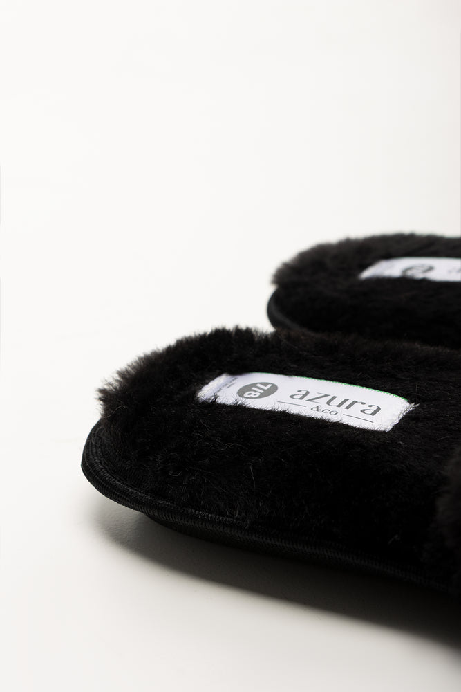 Satin Bow Slippers Black (3)