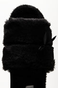 Satin Bow Slippers Black (4)