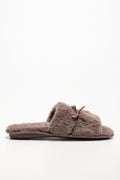 Satin Bow Slippers Mocha (1)