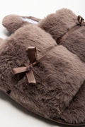 Satin Bow Slippers Mocha (2)