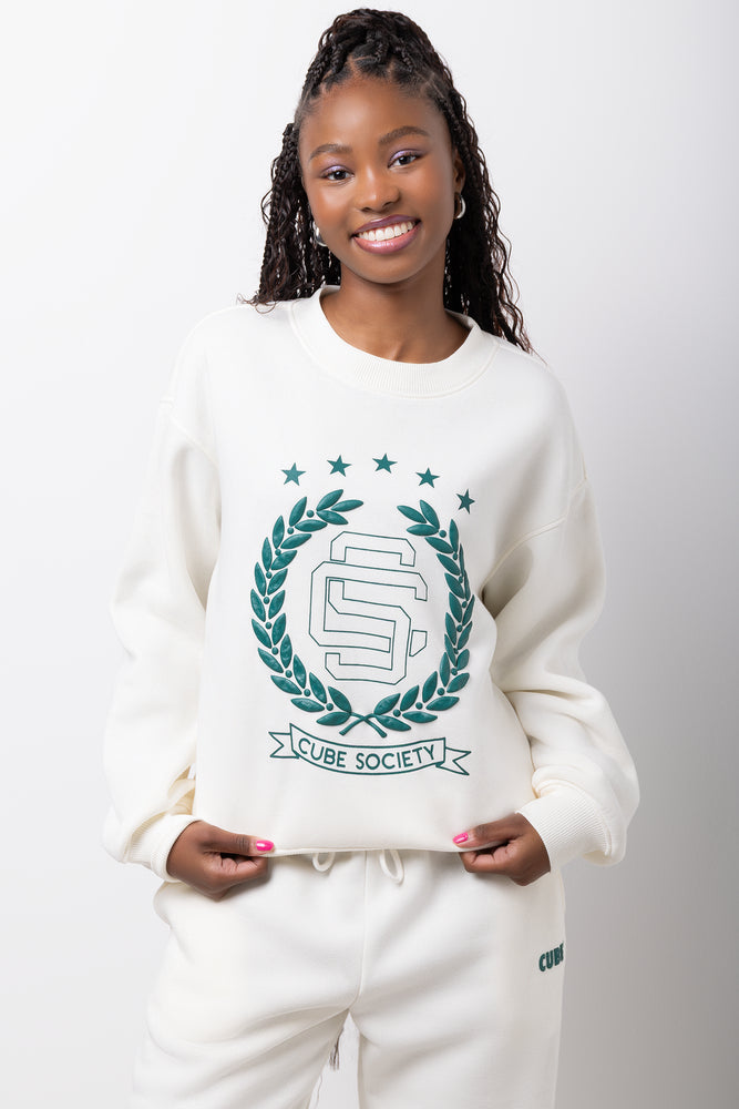 Milk Crew Neck Graphic Sweatshirt