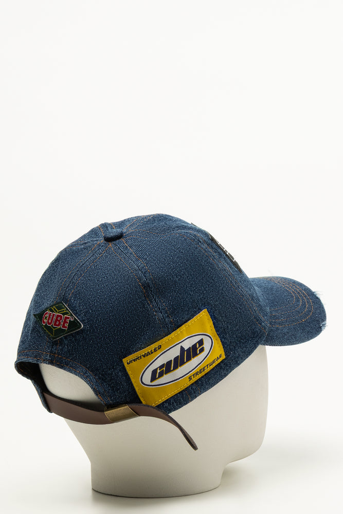 Distressed Denim Cube Logo Cap (1)