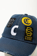 Distressed Denim Cube Logo Cap (2)