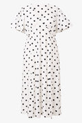 Spot Print Puff Sleeve Midi Dress