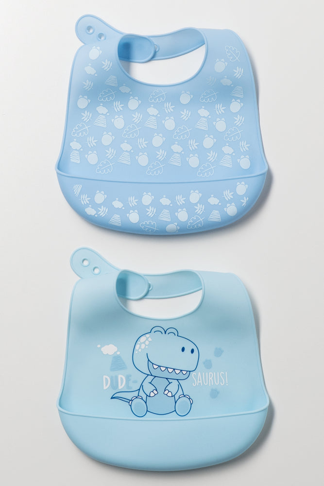 2 Pack Silicone Bibs Blue