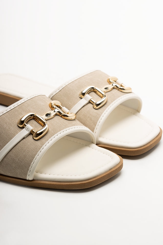 Snaffle Trim Mule Sandals White (2)
