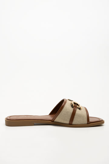Snaffle Trim Mule Sandals Tan