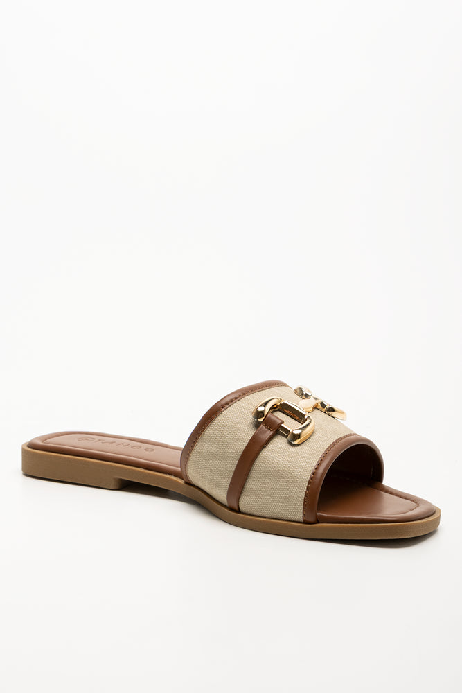 Snaffle Trim Mule Sandals Tan