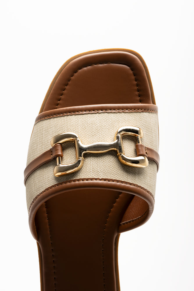 Snaffle Trim Mule Sandals Tan (4)
