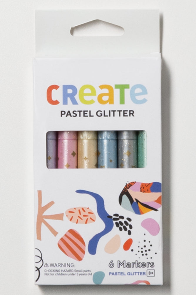 6 Piece Pastel Glitter Markers