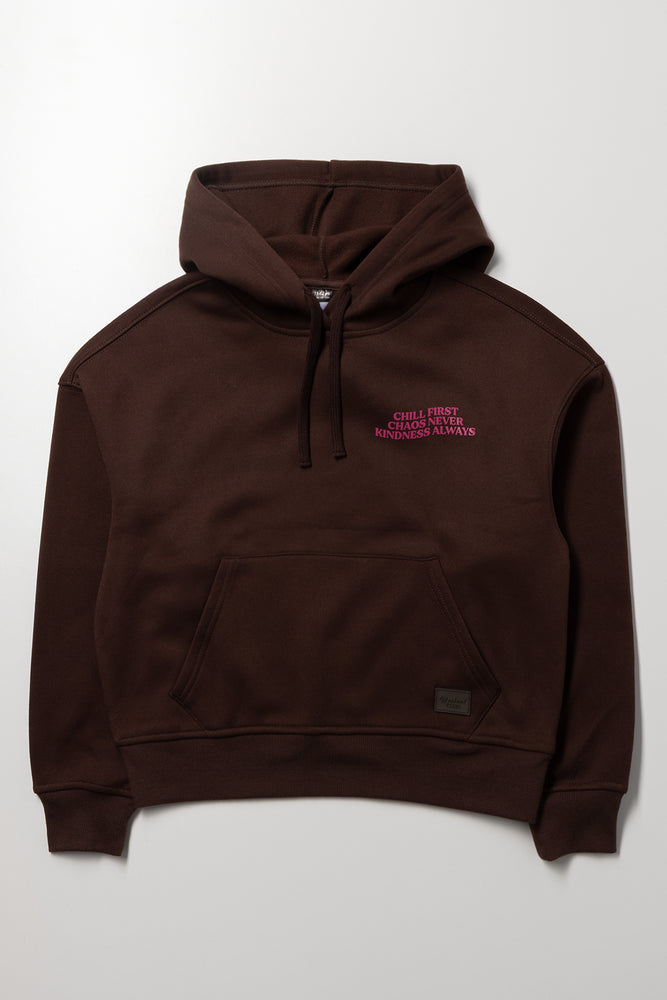 Chill Slogan Hoodie Chocolate