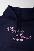 Bonjour Slogan Hoodie Navy (1)
