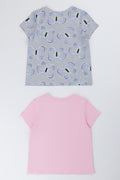 Pink And Grey 2 Pack Butterfly Short Sleeve T-Shirts (2)