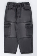 Grey Cargo Pants With Drawcord